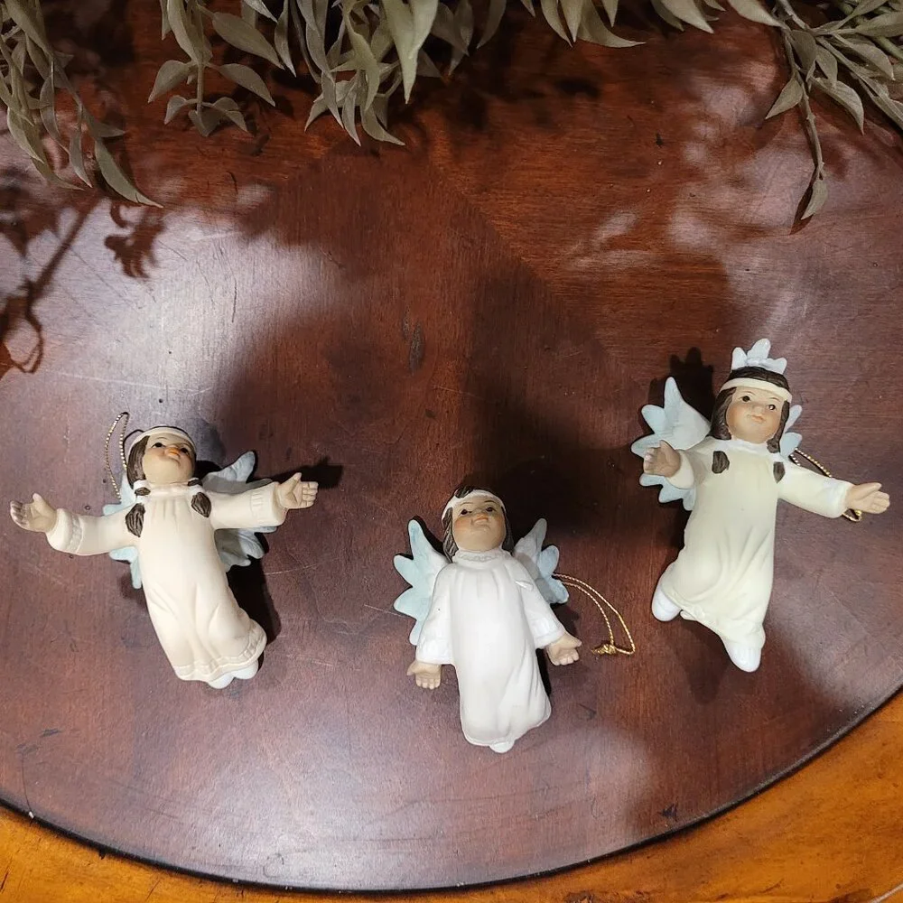 1993 House of Lloyd Native American Angel Ornaments Porcelain